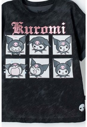 Camiseta De Kuromi Gris Manga Corta Para Niña 8