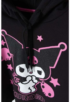 Buzo De Kuromi Negro Con Capucha Para Niña 8