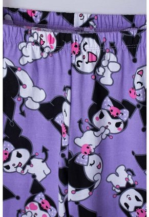 Pijama De Kuromi Lila Y Negra Con Pantalón Largo Para Niña 8