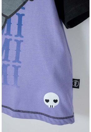 Camiseta De Kuromi Lila Y Negra Estampada En Frente Para Niña 6