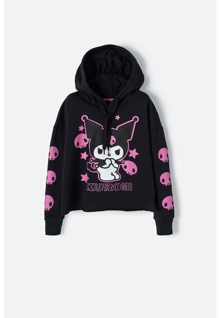 Buzo De Kuromi Negro Con Capucha Para Niña 14