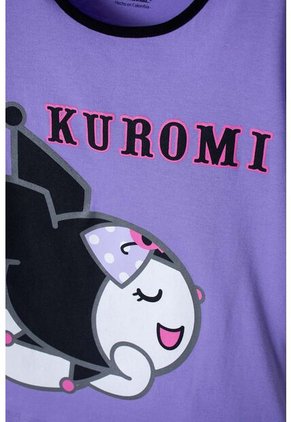 Pijama De Kuromi Lila Y Negra Con Pantalón Largo Para Niña 14