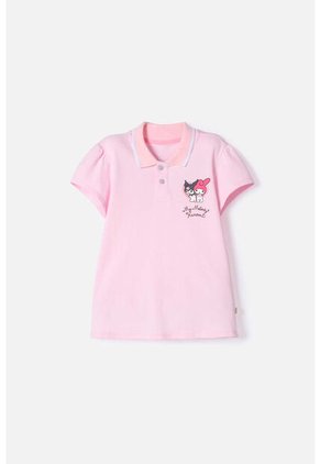 Camiseta Tipo Polo De My Melody & Kuromi Rosada Para Niña 10