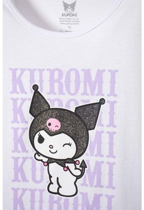 Camiseta De Kuromi Manga Corta Blanco Para Niña 10