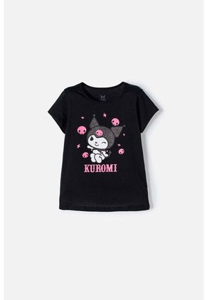 Camiseta De Kuromi Manga Corta Negro Para Niña 12