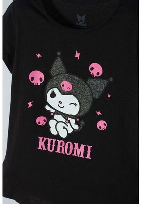Camiseta De Kuromi Manga Corta Negro Para Niña 12