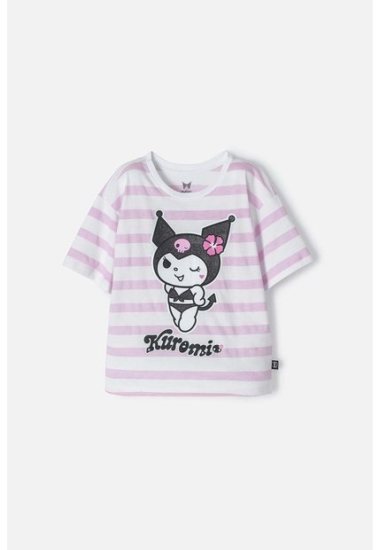 Camiseta De Kuromi Rosada Y Blanca Con Diseño A Rayas Para Niña 6