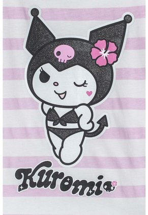Camiseta De Kuromi Rosada Y Blanca Con Diseño A Rayas Para Niña 6