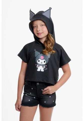 Camiseta De Kuromi Con Capucha Negro Para Niña. 10 KUROMI