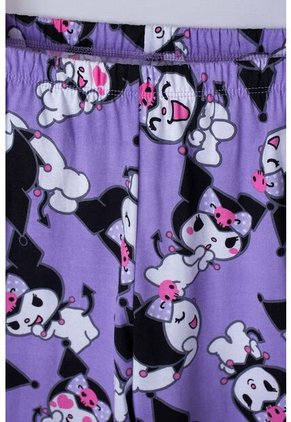 Pijama De Kuromi Lila Y Negra Con Pantalón Largo Para Niña 6