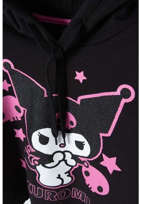 Buzo De Kuromi Negro Con Capucha Para Niña 14