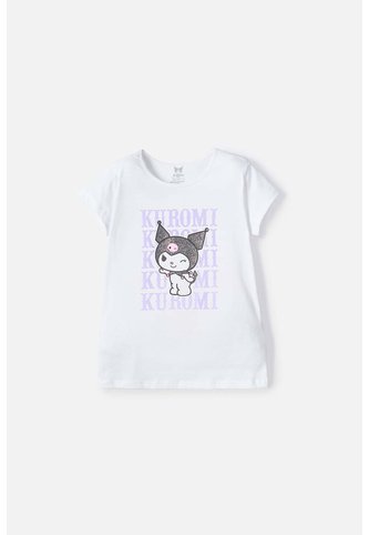 Camiseta De Kuromi Manga Corta Blanco Para Niña 4 KUROMI