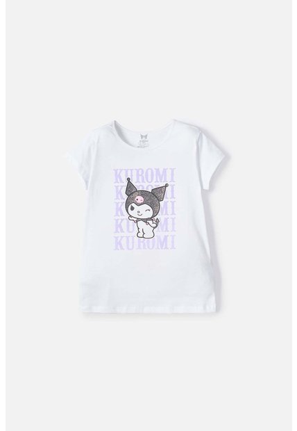 Camiseta De Kuromi Manga Corta Blanco Para Niña 4