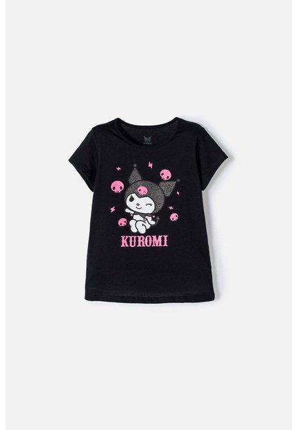 Camiseta De Kuromi Manga Corta Negro Para Niña 4