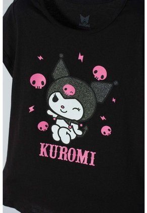 Camiseta De Kuromi Manga Corta Negro Para Niña 4