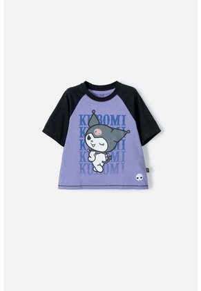 Camiseta De Kuromi Lila Y Negra Estampada En Frente Para Niña 10