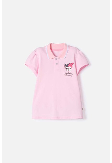 Camiseta Tipo Polo De My Melody & Kuromi Rosada Para Niña 12