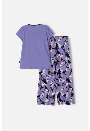 Pijama De Kuromi Lila Y Negra Con Pantalón Largo Para Niña 10