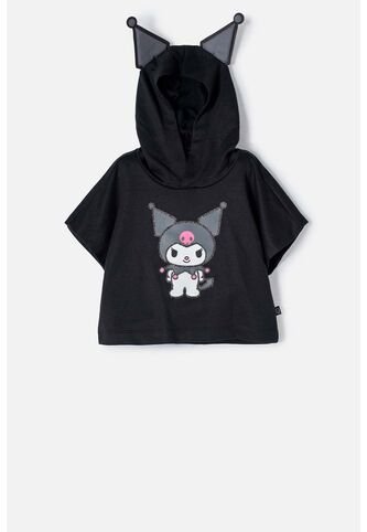 Camiseta De Kuromi Con Capucha Negro Para Niña. 6 KUROMI