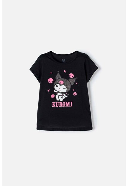 Camiseta De Kuromi Manga Corta Negro Para Niña 6