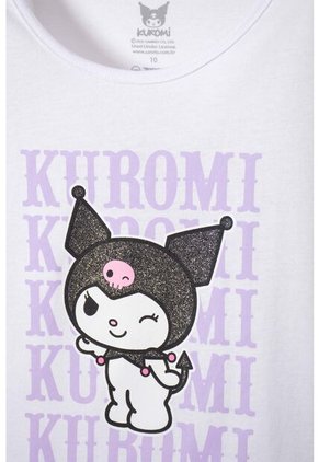 Camiseta De Kuromi Manga Corta Blanco Para Niña 12