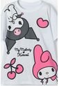 Camiseta De My Melody & Kuromi Blanca Estampada En Frente Para Niña 6 de KUROMI