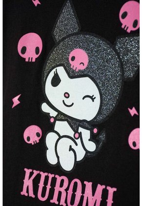 Camiseta De Kuromi Manga Corta Negro Para Niña 4