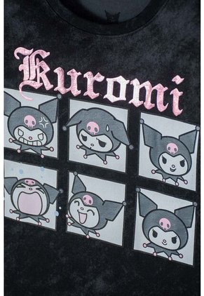 Camiseta De Kuromi Gris Manga Corta Para Niña 14