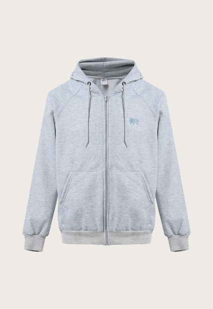 Buzo-Hoodie Cremallera - Slim Fit - Logo Bordado Hombre Gris - Kuva - Elefante