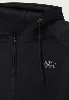 Buzo-Hoodie Cremallera - Slim Fit - Logo Bordado Hombre Negro - Kuva - Elefante