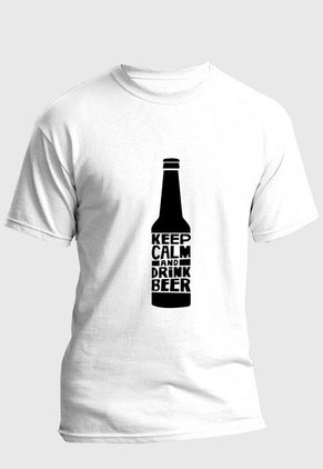 Camiseta Estampada Hombre Negro-Blanco Kuva - Keep Calm Drink Beer