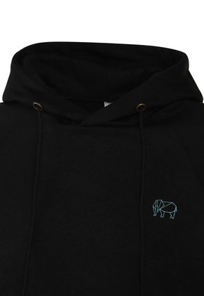 Buzo-Hoodie - Slim Fit - Logo Bordado Hombre Negro-Blanco Kuva - Elefante