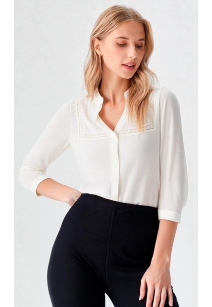 Blusa Para Mujer Manga 3/4 Blanco Marca L&H Ref. 5P412283