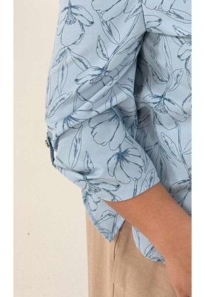 Blusa Para Mujer. Manga 3/4 Azul Marca L&H