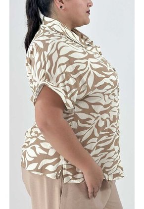 Blusa Para Mujer. Manga Corta Taupe Marca L&H