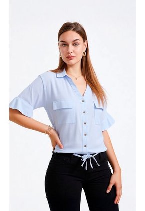 Blusa Para Mujer Manga Corta Azul Marca L&H Ref. 9V412007