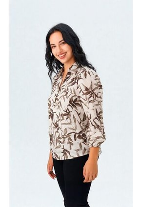 Blusa Para Mujer Manga Larga Cafe Marca L&H Ref. 5P412252