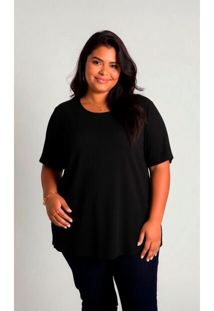 Blusa Para Mujer. Manga Corta Negro Marca L&H Ref. 5P612105