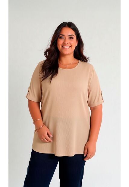 Blusa Para Mujer. Manga Corta Beige Marca L&H Ref. 5P612105