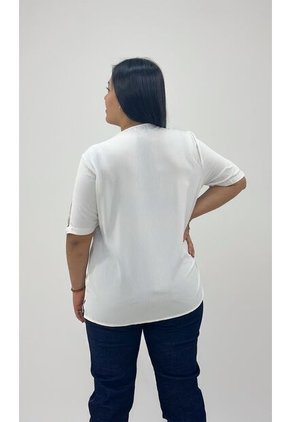 Blusa Para Mujer. Manga Corta Blanco Marca L&H Ref. 5P612105