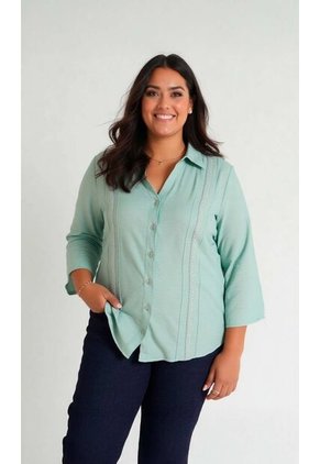 Blusa Para Mujer. Manga 3/4 Verde Marca L&H Ref. 1F612238