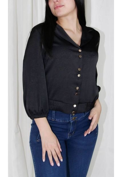 Blusa Para Mujer Manga 3/4 Negro Marca L&H