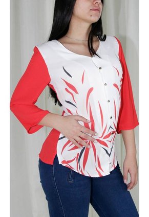 Blusa Para Mujer Manga 3/4 Rojo Marca L&H
