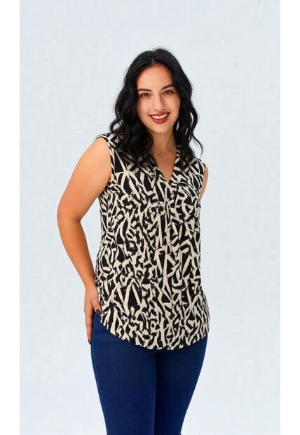 Blusa Para Mujer Manga Sisa Negro Marca L&H Ref. 5P412265