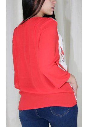 Blusa Para Mujer Manga 3/4 Rojo Marca L&H