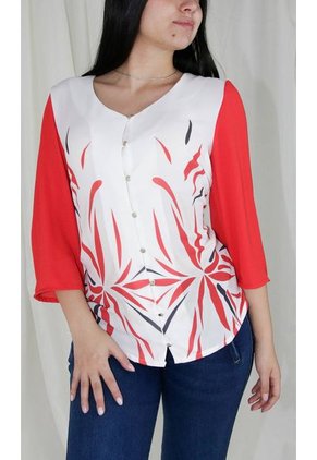 Blusa Para Mujer Manga 3/4 Rojo Marca L&H