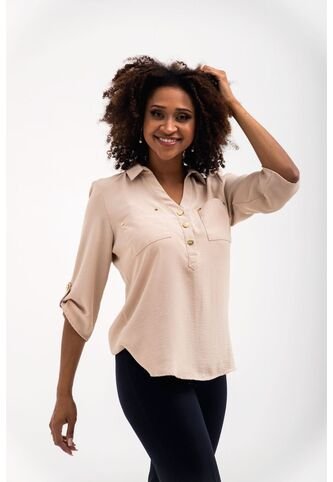 Blusa Para Mujer Manga 3/4 Beige Marca LYH L&H