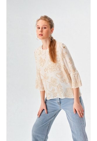 Blusa Para Mujer Manga 3/4 Blanco Marca L&H Ref. 5P412303 L&H