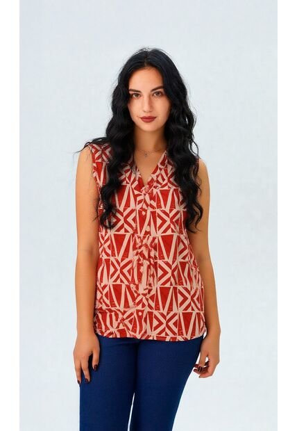 Blusa Para Mujer Manga Sisa Terracota Marca L&H Ref. 5P412265