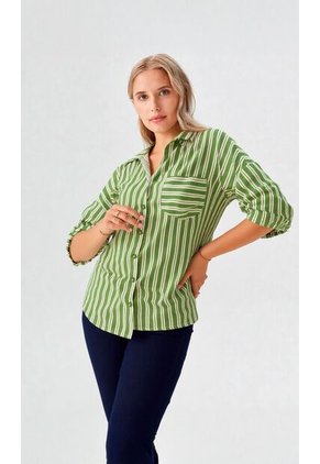 Blusa Para Mujer Manga Corta Verde Marca L&H Ref. 2J412278